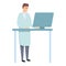 Lab computer research icon cartoon vector. Biology expert