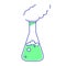 Lab flask with evaporating substance semi flat color vector element