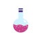 Lab pink flask icon, flat style