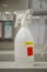Lab spray bottle with ethanol labeled for disinfection from viruses and bacteria, details, closeup