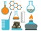 Lab symbols test medical laboratory scientific biology design science chemistry icons vector illustration.