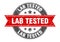 lab tested round stamp with ribbon. label sign