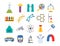 Lab vector chemical test medical laboratory scientific biology science chemistry icons illustration.