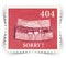 Label for 404 error web page stylized as post stamp