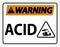 Label Acid Warning Sign On White Background