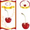 Label with cherry, sweet cherry for juice packing