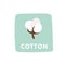 Label with cotton sign. Cute tag. Vector