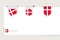 Label flag collection of Denmark in different shape. Ribbon flag template of Denmark