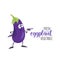 Label. Funny eggplant. Fresh vegetables.