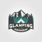 label of glamping logo vector icon design illustration, luxury nature camp