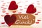 Label With Many Red Heart, Viel Glueck Means Good Luck