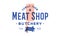 Label of meat shop. Label logo with grill butcher chef knife