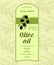 Label for olive oil with black olives branch. Vector illustration.