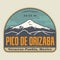 Label with Pico de Orizaba mountain peak, in Mexico