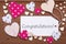 Label, Pink Hearts, Text Congratulations