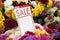 Label, price, sale, flowers, fake, plastic flowers, vase, beautiful, colorful