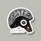 Label for Skateboarding. Urban design for Skater. protective helmet badge emblem sticker typography. engraved hand drawn