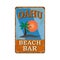 Label with the text Oahu beach bar, Paradise island, vector illustration.