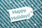 Label On Turquoise Paper, Snowflakes, Text Happy Holidays