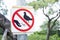 Label warning `Do not feed the birds`