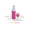 Label Wine tasting. Line style logo design template with bottle of wine and glass.