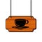 label wooden with coffee cup