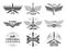 Labels an logos for military aviation. Aviator symbols in monochrome style