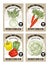 Labels with vegetables.