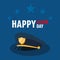 labor day card with police hat and stars