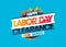 Labor day clearance mega savings - sale vector holiday web banner or flyer