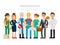 Labor Day. A group of people of different professions on a white background. Vector illustration in a flat style. Doctor