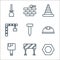 labor day line icons. linear set. quality vector line set such as screw, road block, paint, safety, nail, crane, cone, brickwall