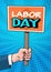 Labor Day Retro Poster Over Comic Pop Art Background Holiday Greeting Card Design