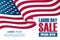 Labor Day Sale banner template with waving american national flag. Special offer holiday background for business.