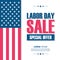 Labor Day sale banner. United States holiday special offer background for business, commerce and advertising.