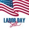 Labor Day Sale special offer banner with waving american national flag. Holiday background for business.