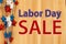 Labor Day Sale type message with red, white and blue stars