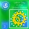 Labor Day in the United States. Gears, white stars. Series calendar. Holidays Around the World. Event of each day of the