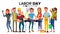 Labor Day Vector. Modern Workers Set. A Group Of People Of