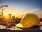 Labor Helmet on the Table, Yellow Labor Helmet , Construction Site , Labor Day Wallpaper