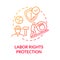 Labor rights protection red gradient concept icon