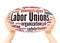 Labor unions word cloud hand sphere concept