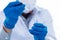 Laboratory assistants are investigating chemical reactions, medical scientists, chemical researchers, chemical experiments and