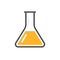 Laboratory beaker icon test tube. Chemistry experimental logo lab bubble vector icon