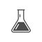 Laboratory beaker icon test tube. Chemistry experimental logo lab bubble vector icon
