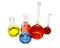 Laboratory beakers with the coloured liquid