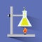 laboratory burner heating a chemical flask. Vector illustration decorative design