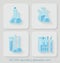 Laboratory chemical bottles glassware. Vector icons
