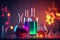 Laboratory, chemical glassware of different shape and color, ai illustration