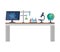 Laboratory desk workplace icons